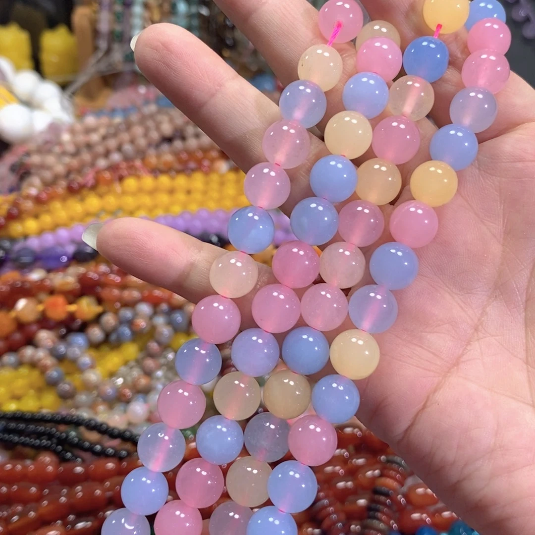 玛瑙/玉髓未镶嵌珠宝半成品摩根石一条卡10mm