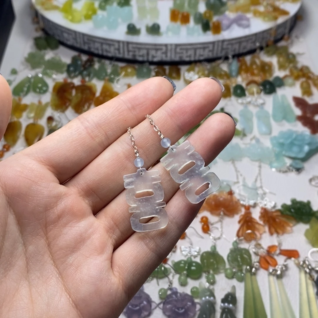 蛇纹石玉合金耳饰/颈饰