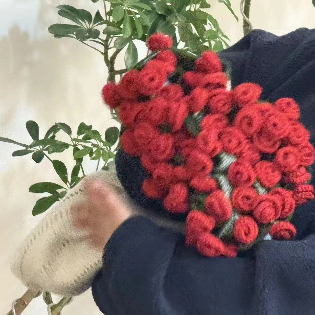 【纯手工成品】玫瑰花束毯子成品午睡披肩花毯手工编织礼物围巾围脖