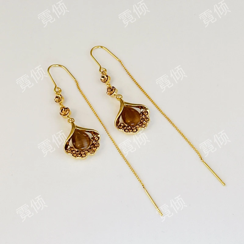 霓倾 铜合金耳饰 [银杏叶]高级感情人节礼物气质时尚耳线耳环