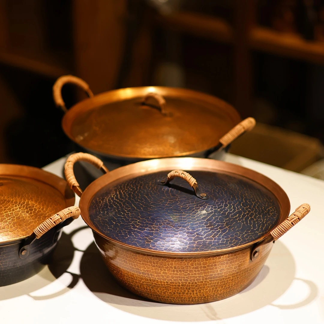 手作铜宽口大号铜锅3升汤锅火锅纯铜打出简约个性4-6人量适合中高