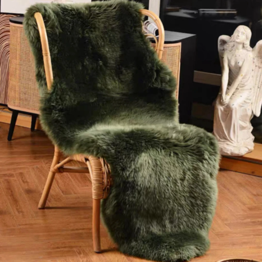 乌拉斯拉ULLERSLEV 复古墨绿 羊毛皮毛一体沙发垫椅垫 不可机洗