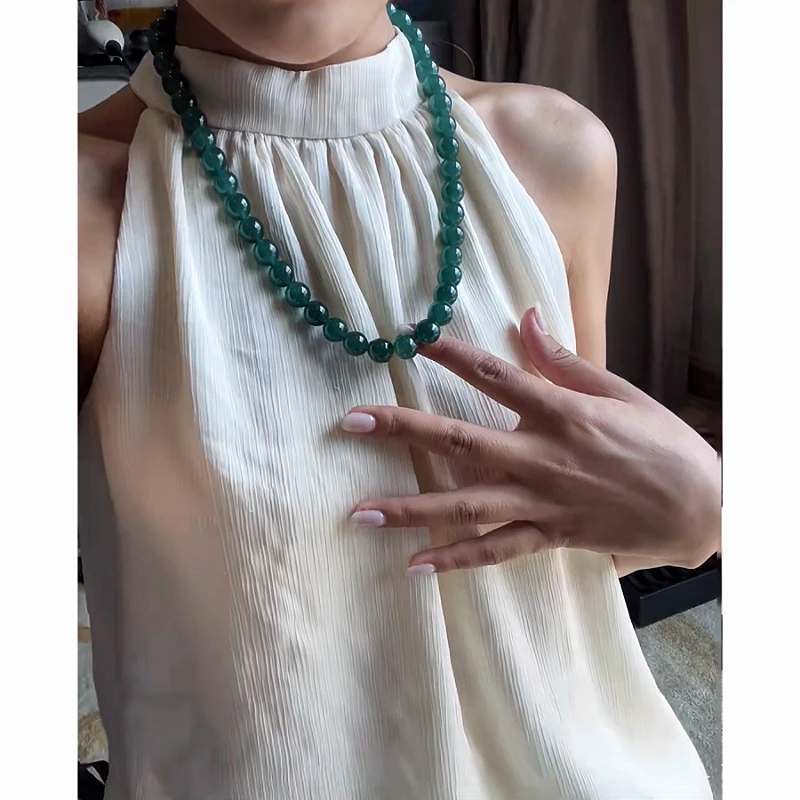 国内稀缺高货富婆色海蓝之谜天然A货翡翠高冰种女神链KBR51109002