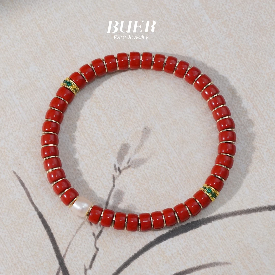 天然辰砂【不二】朱砂DIY直切手串6mm+