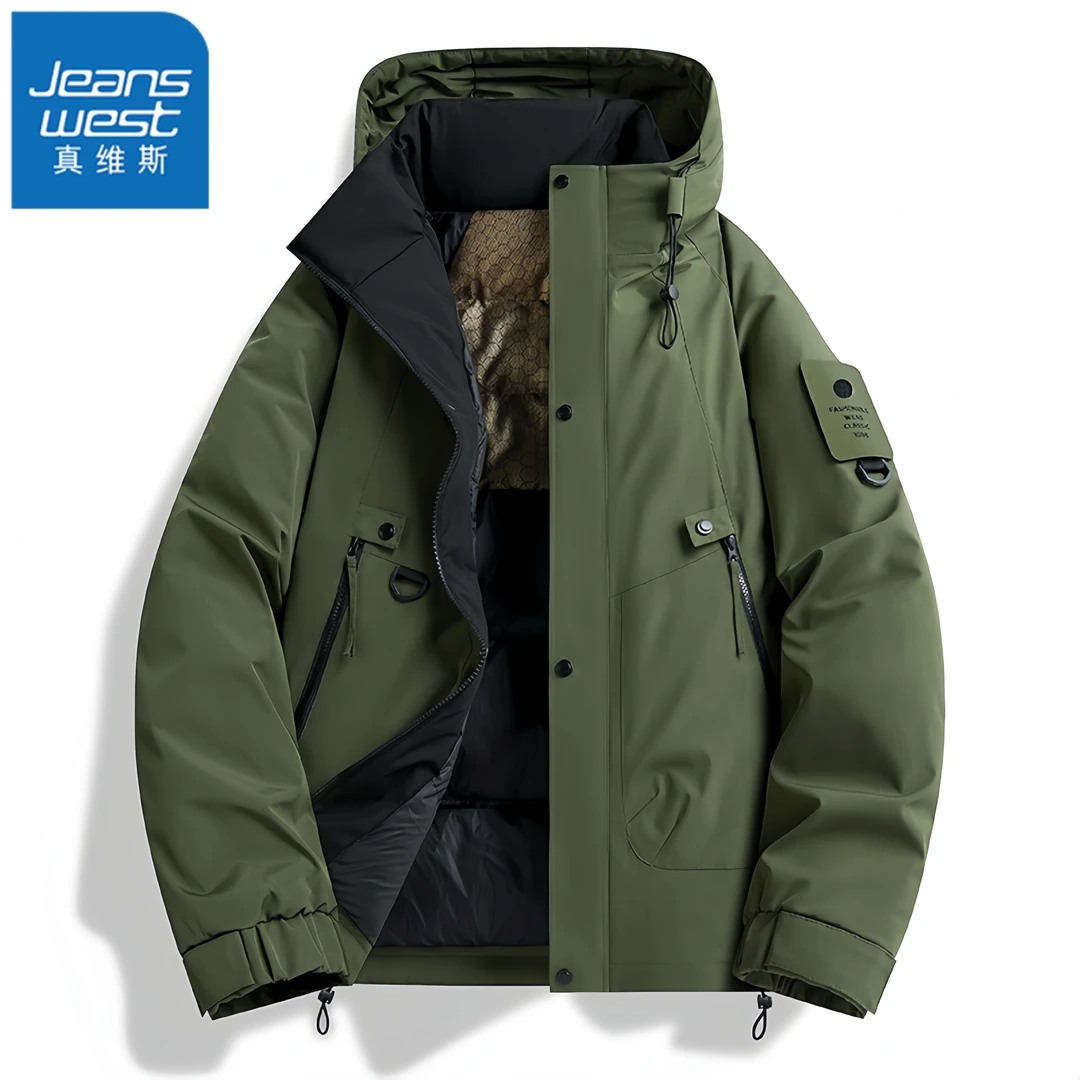 真维斯Jeanswest石墨烯棉衣男士外套冬季保暖加厚户外防水冲锋衣