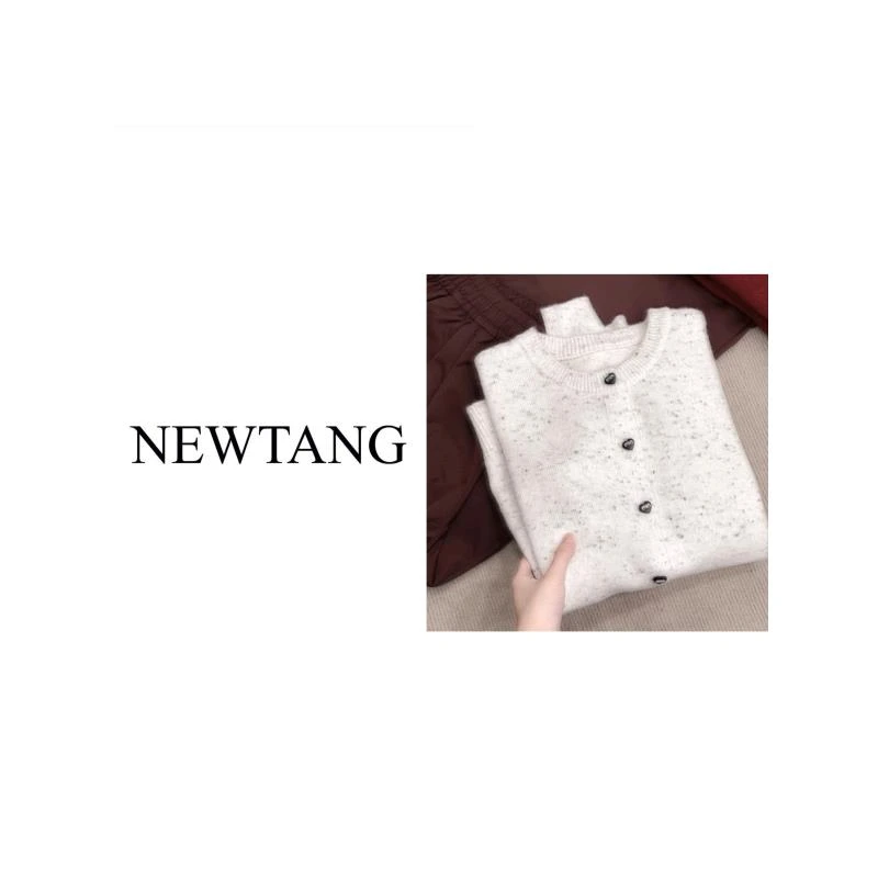 【min扣点纱】开衫秋冬文艺毛衣上衣女 米色灰色