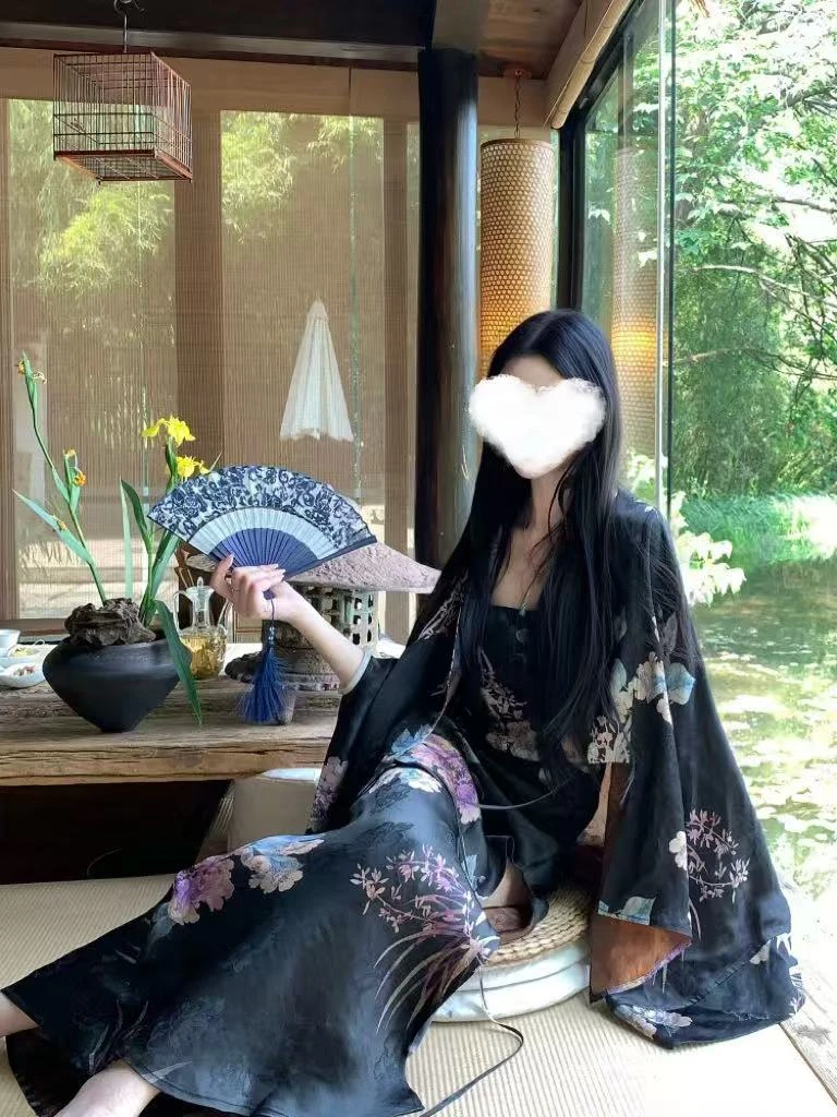 【墨韵丹华】国风新中式夏季牡丹提花外套+连衣裙套装女