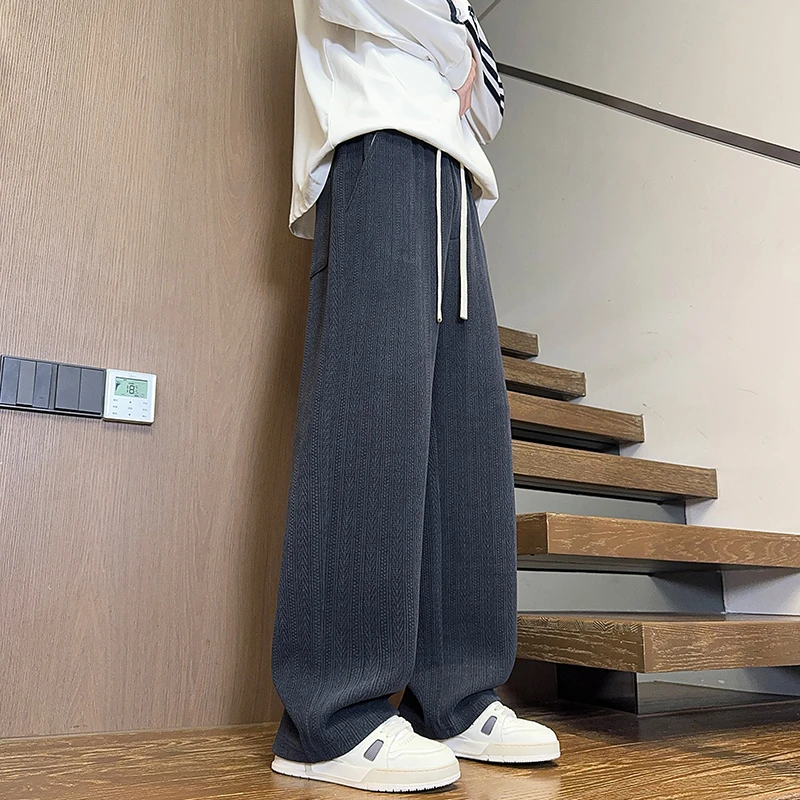 2025秋冬美式复古慵懒风情侣款宽松垂感麦穗纹休闲裤百搭针织裤
