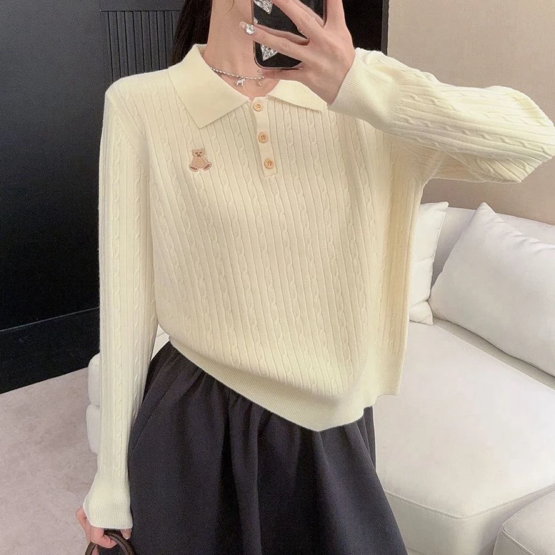 【遇见】衬衫领麻花舒适针织衫