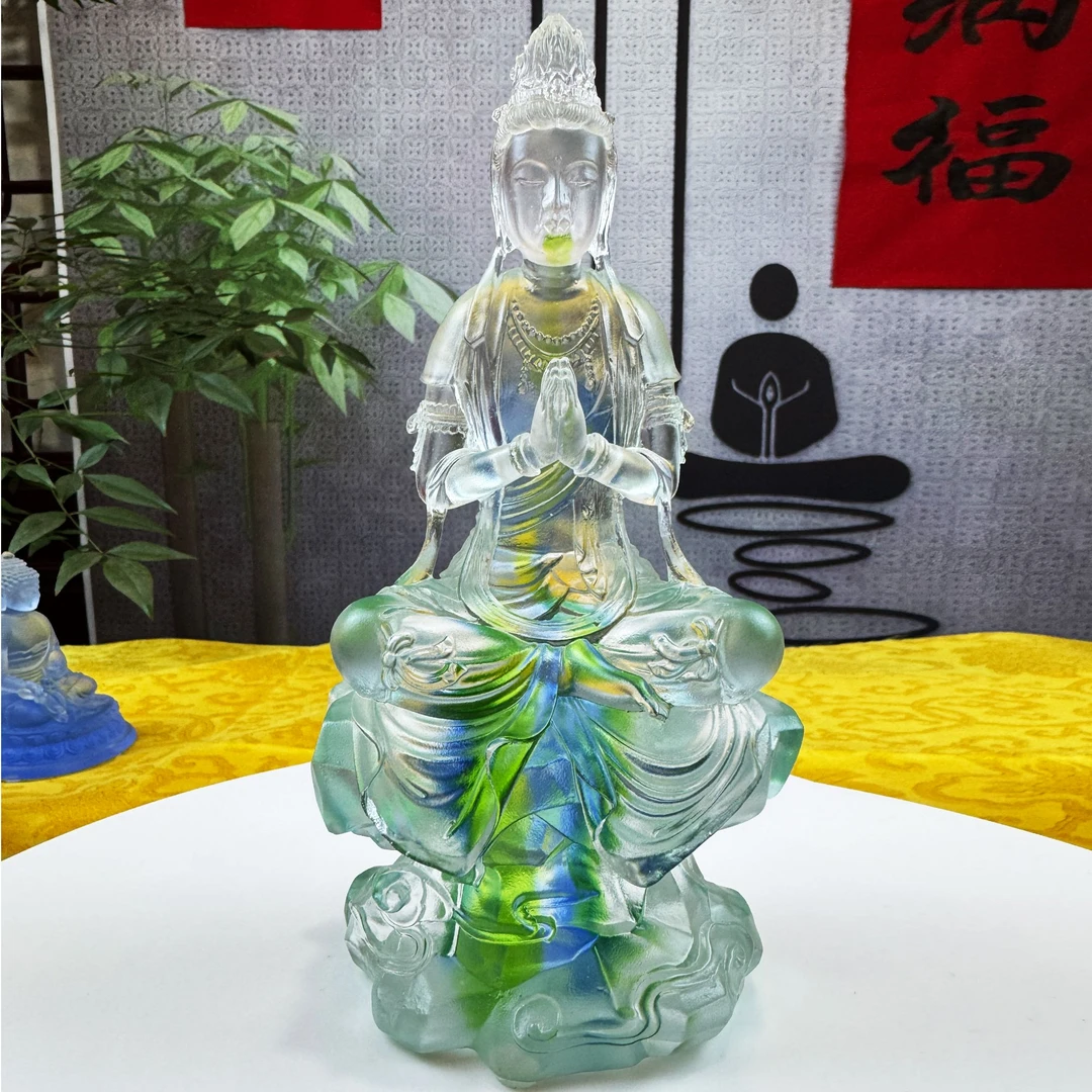 合十观音  琉璃材质 古法脱蜡制作工艺 工艺摆件