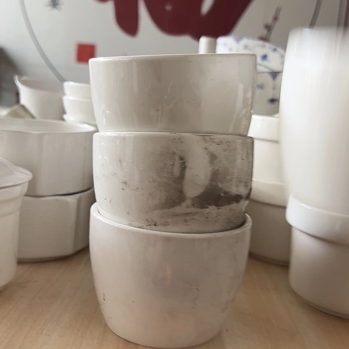 国营尾货四厂白瓷汤碗一对