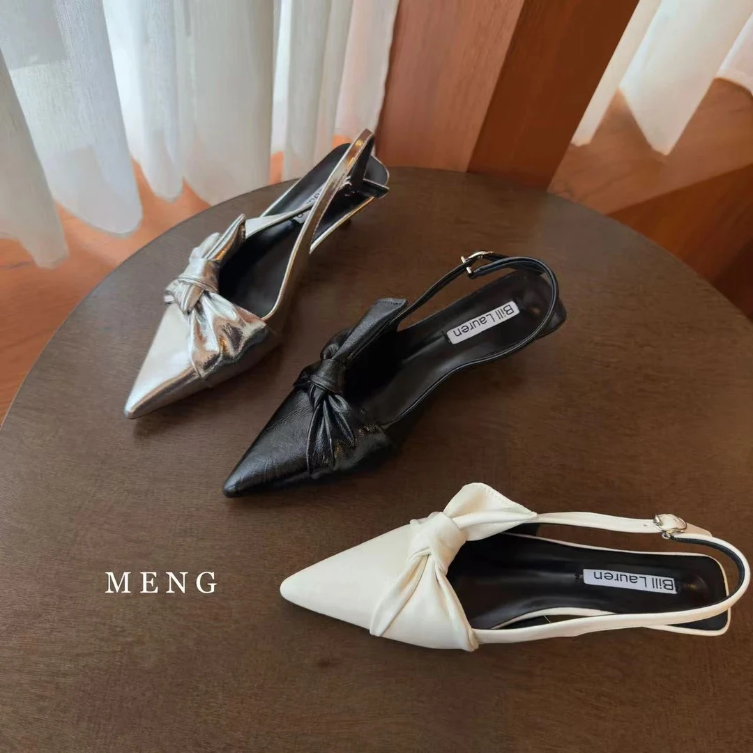 meng96-23时装凉鞋低跟细跟夏季女鞋尖头休闲