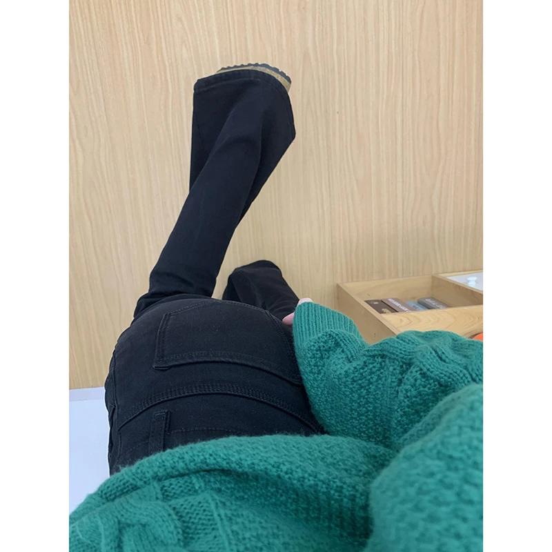 黑色微喇牛仔裤女2025新款秋季显瘦修身马蹄裤子高腰小个子喇叭裤