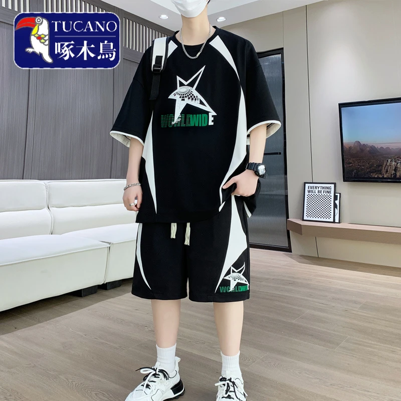 啄木鸟青少年短袖t恤男孩13-15岁初高中学生帅气夏装14大童休闲运