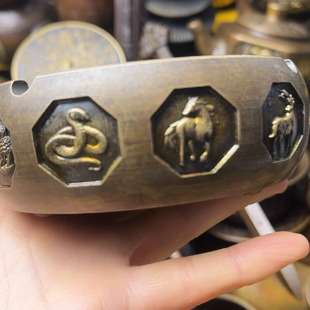 原矿风磨铜钱袋烟灰缸