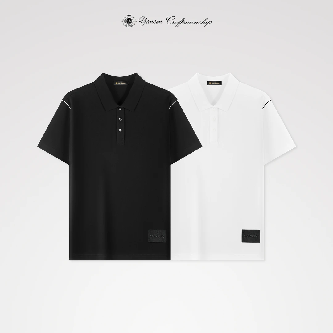 【YanSen 25ss】摩纹珠地/高质百棉线条结构小皮标Polo短袖 Y066