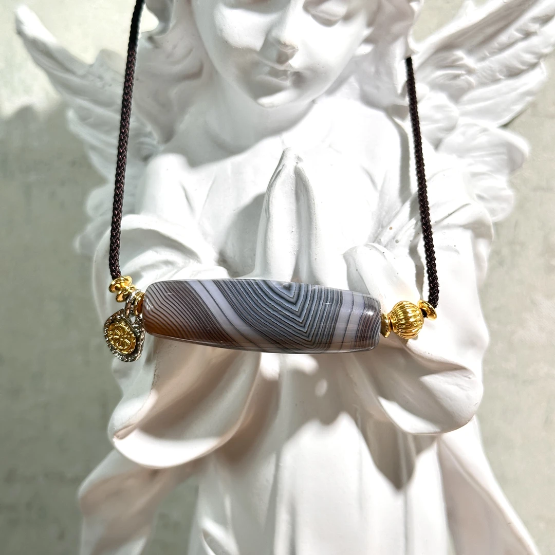 冈仁波齐（世界中心）蓝沁玛瑙项链 多样性发其一 M37