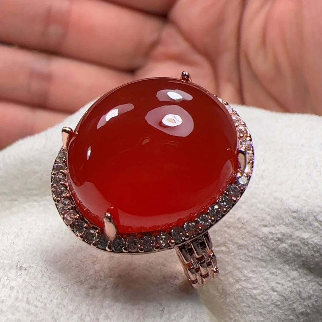 南红玛瑙戒指合金