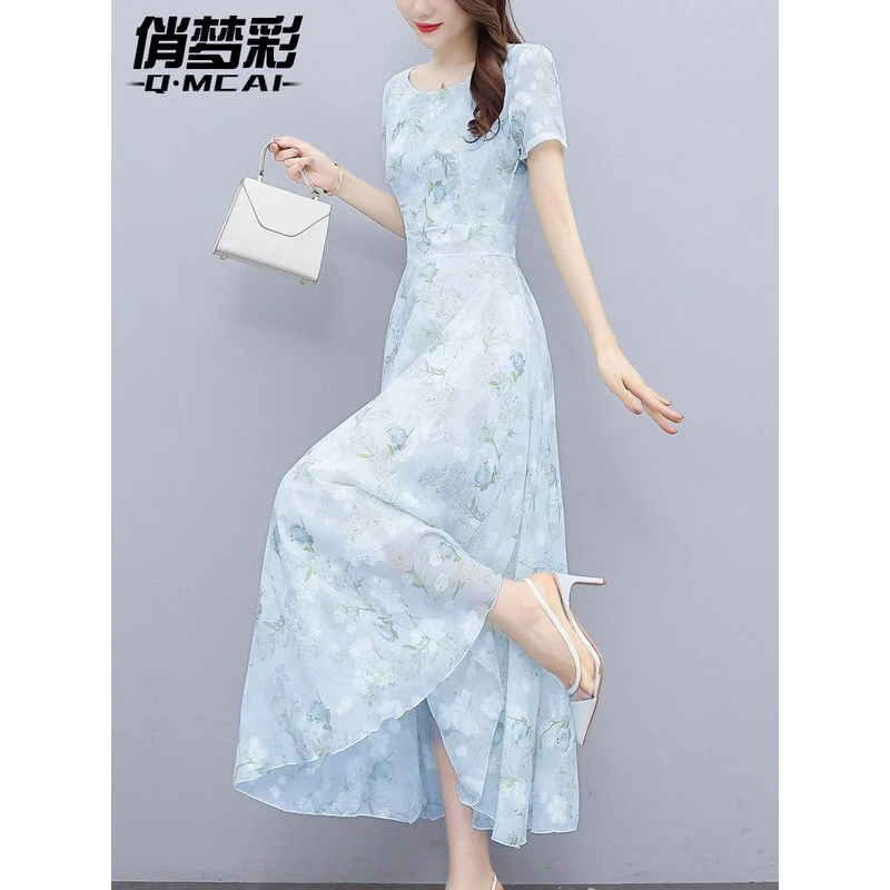 气质名媛高端碎花雪纺连衣裙女2025夏季新款今年流行爆款轻奢裙子