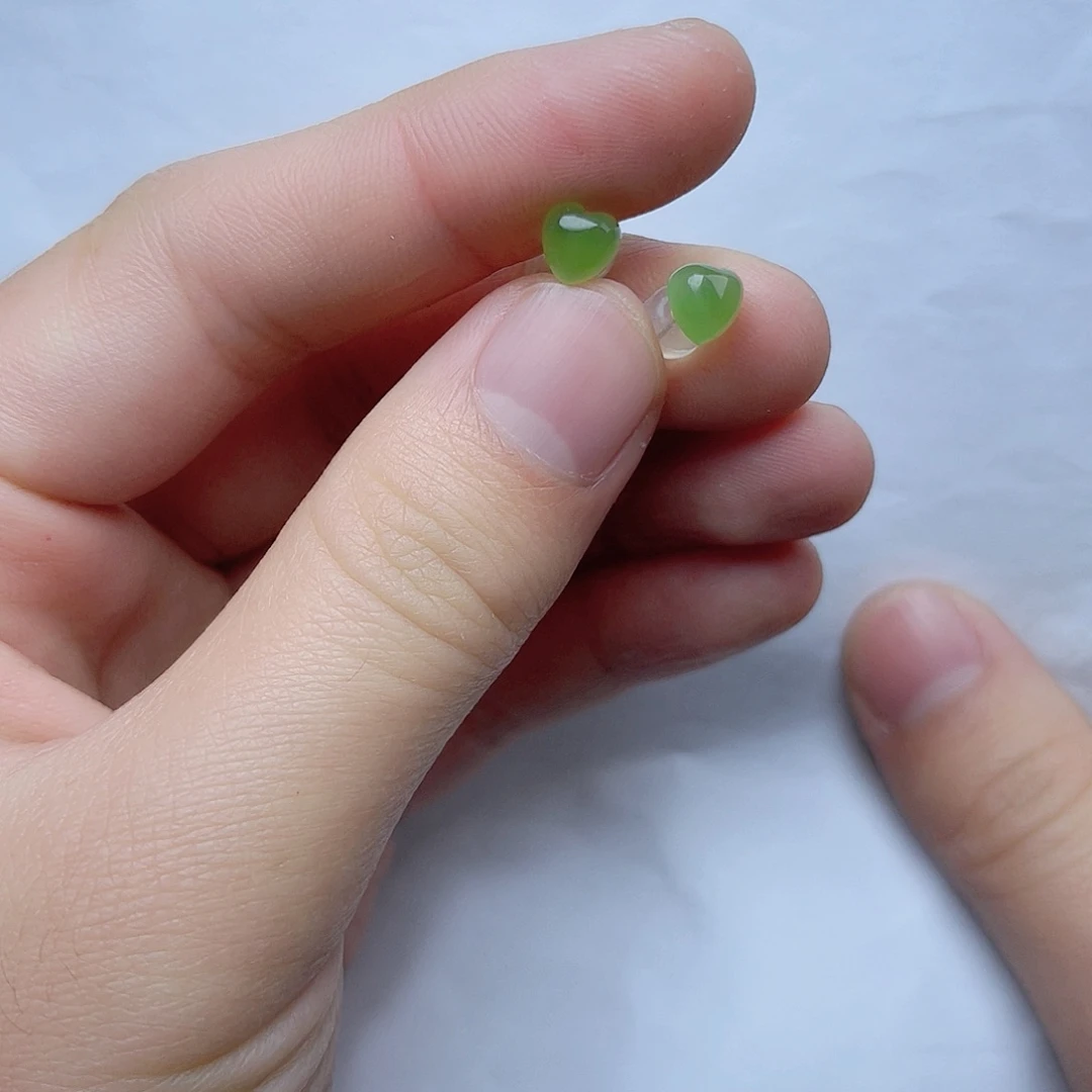 和田玉耳钉0618K金镶嵌