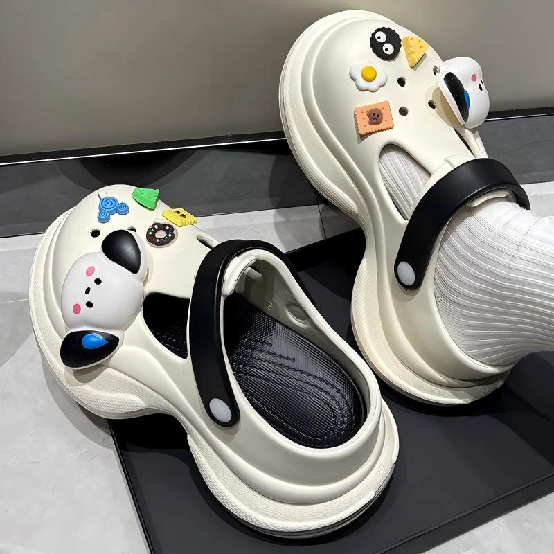 夏季洞洞鞋女款厚底增高外穿2025新款踩屎感沙滩防滑清凉包头凉鞋