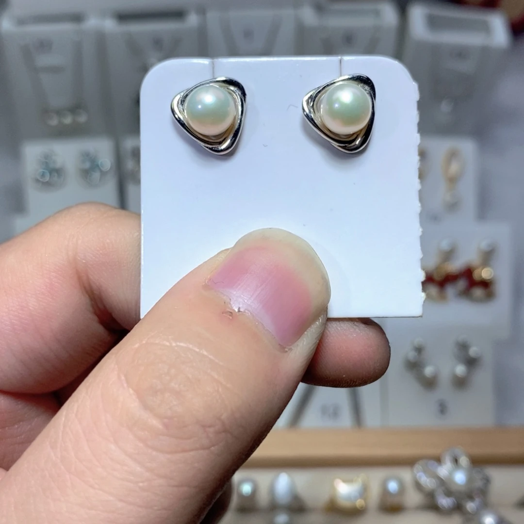 耳饰淡水珍珠银S925镶嵌