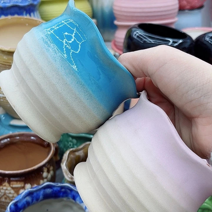 多肉绿植陶瓷花盆9.9包邮，有孔