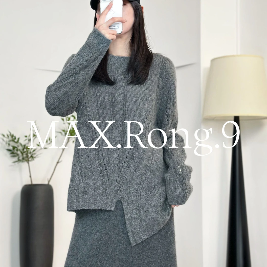 MAX.Rong.9【设计师】上衣 软糯金银丝纱线 不规则下摆毛衣 440C