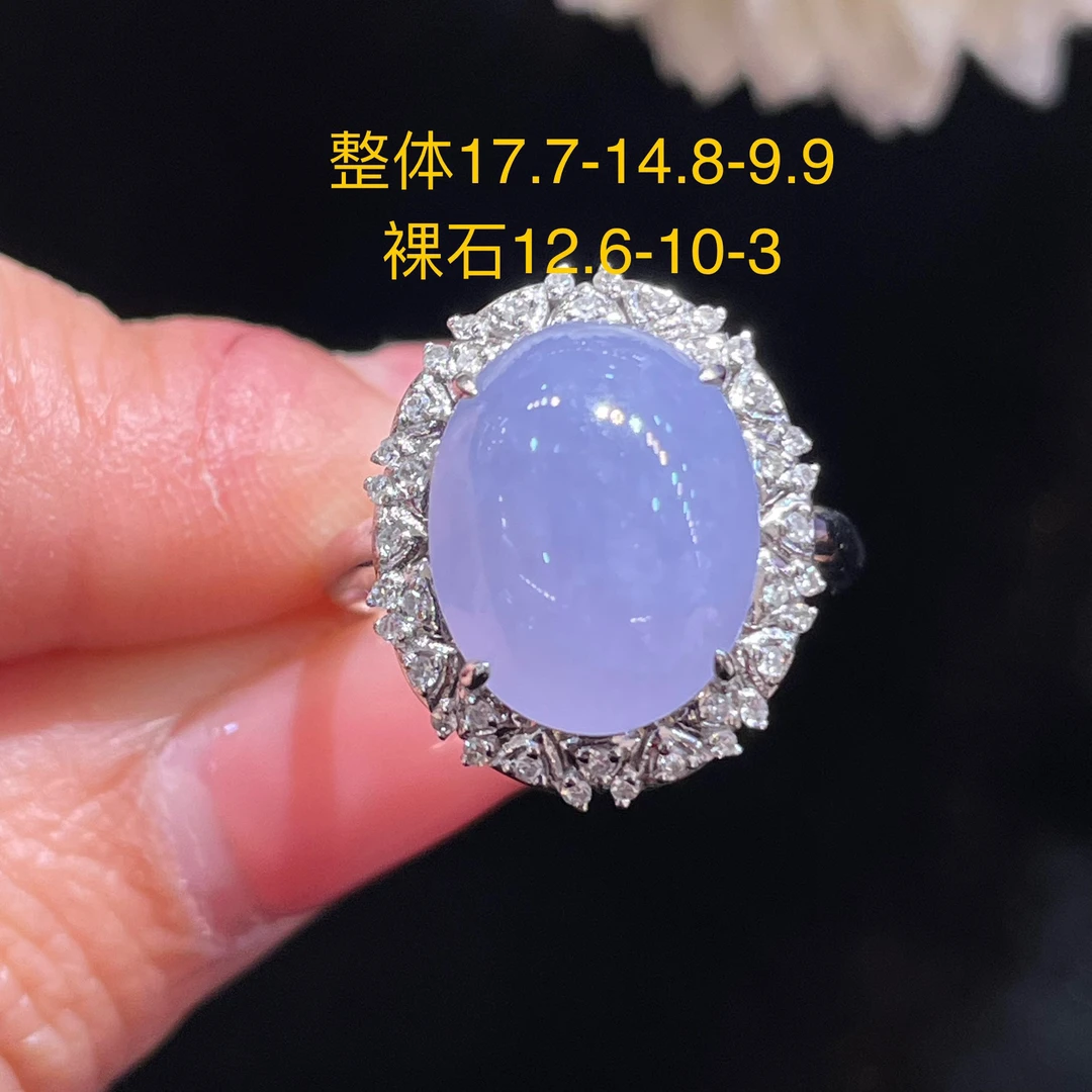 天然翡翠缅A冰种紫罗兰蛋面戒指18K金，供应链下单咨询货品在否？