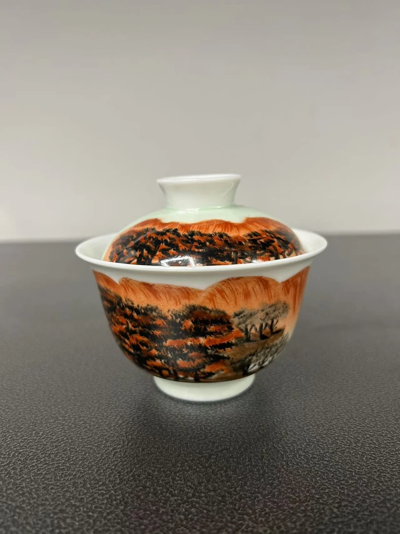 【红色官窑】-红色山水主人杯