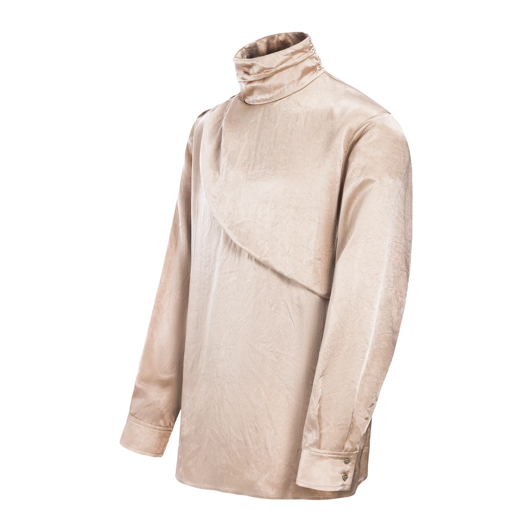 Casoulty Lustre Shroud Shirt/光泽罩衫 100%醋酸 凉感高领长袖