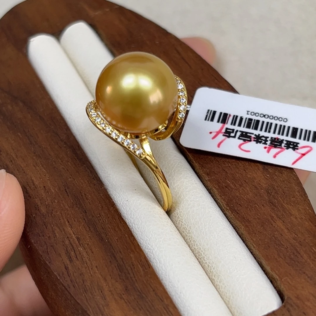 海水珍珠戒指银S925镶嵌12.3mm