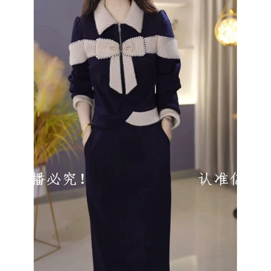 加绒加厚太空棉空气层两件套2025冬季新款气质显瘦上衣半身裙套装