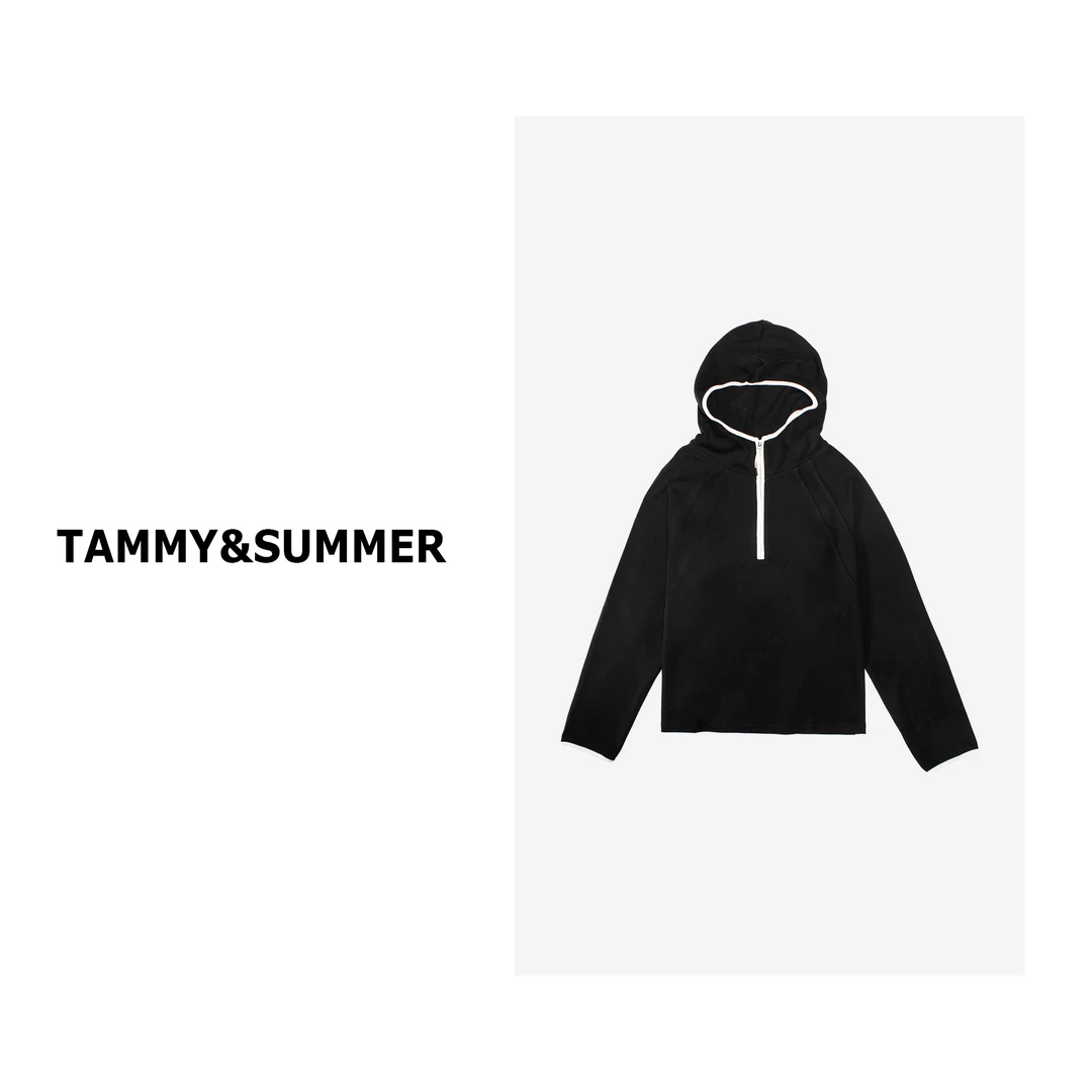 【Tammy&Summer】极简百搭半拉链插肩袖显瘦连帽卫衣打底衫上衣7192