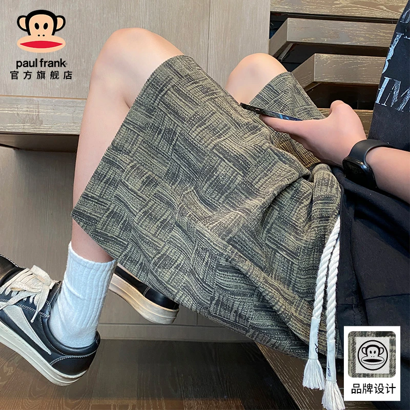 paul frank/大嘴猴2025新款格纹休闲短裤男士夏季潮牌百搭五分裤