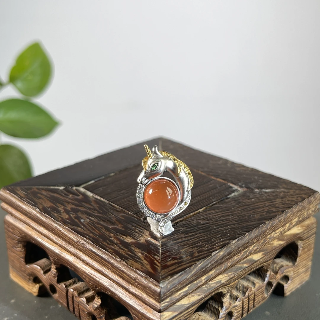 JTA06-08 s925银镶南红-吊坠