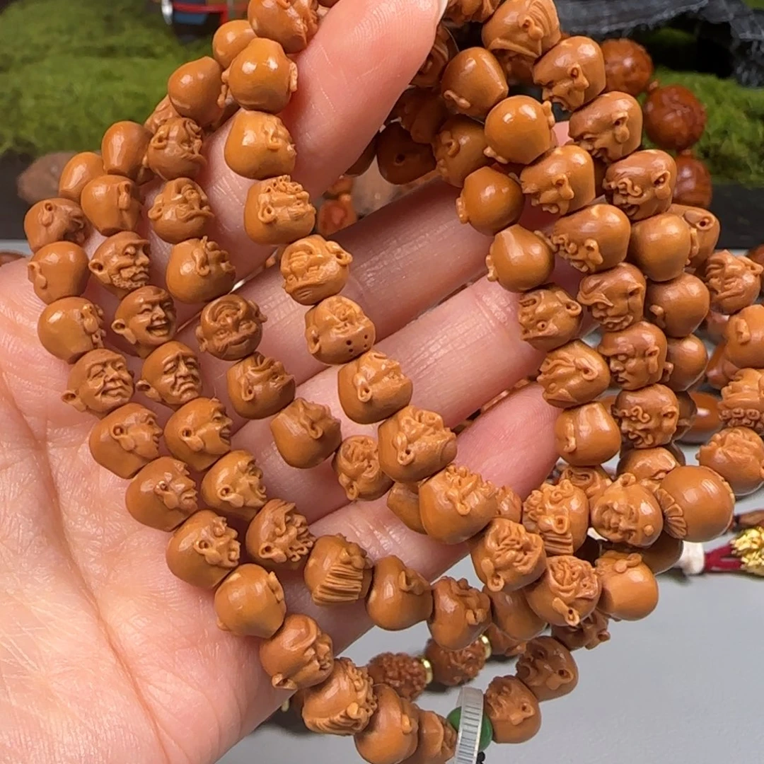 橄榄核手串/手链0.9核尖108罗汉雕刻脖挂