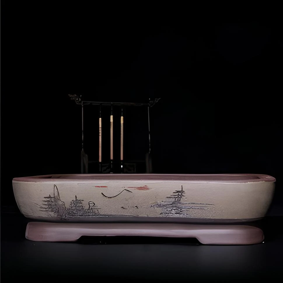 长方形陶瓷紫砂吸水石花盆有孔无孔用于绿植盆景水底假山造景