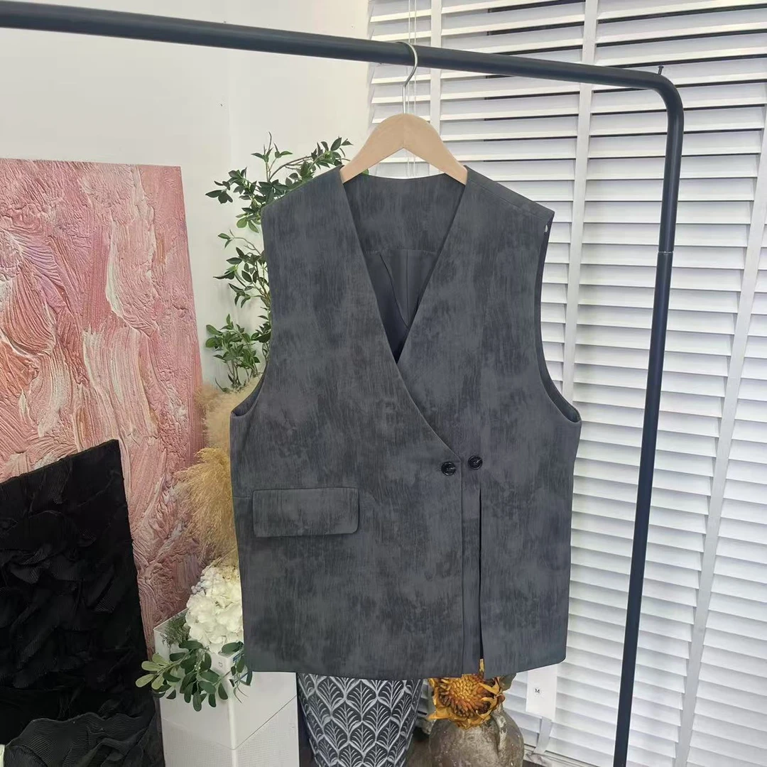 日系百搭扎染「品质单时尚」马夹女E5229