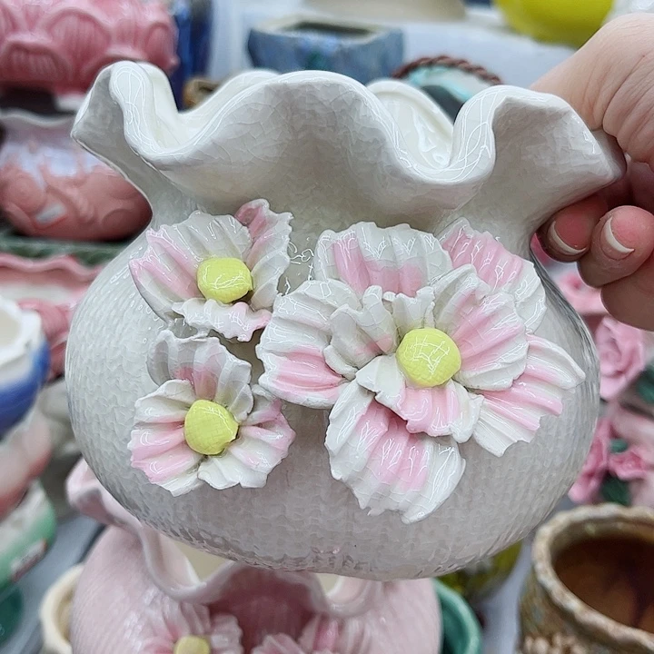 多肉绿植陶瓷花盆9.9包邮，有孔