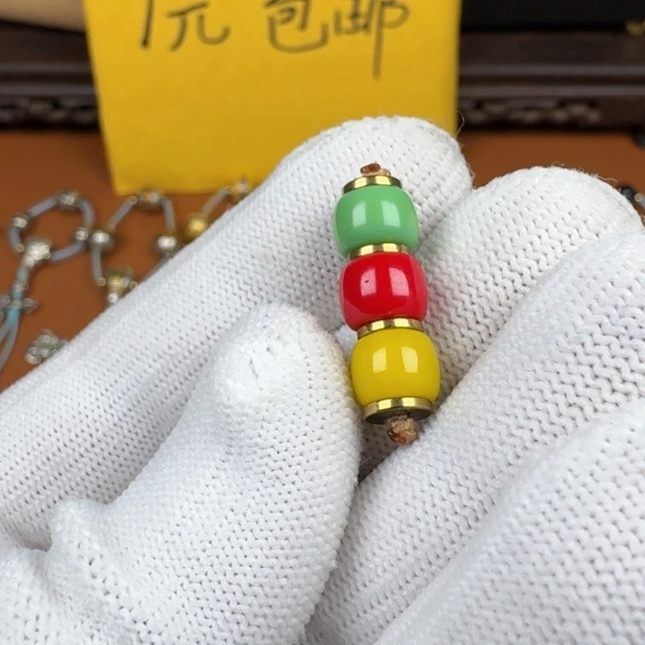 合成碳硅石铜合金文玩配饰红绿灯套