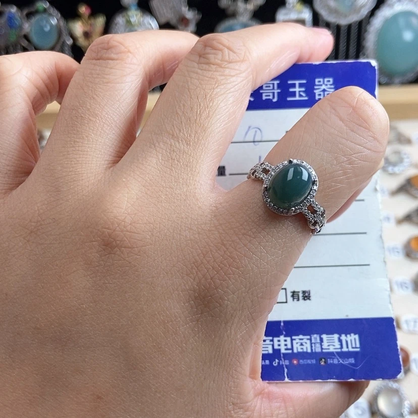 【闪购商品】岫玉戒指银S925镶嵌⭐****?