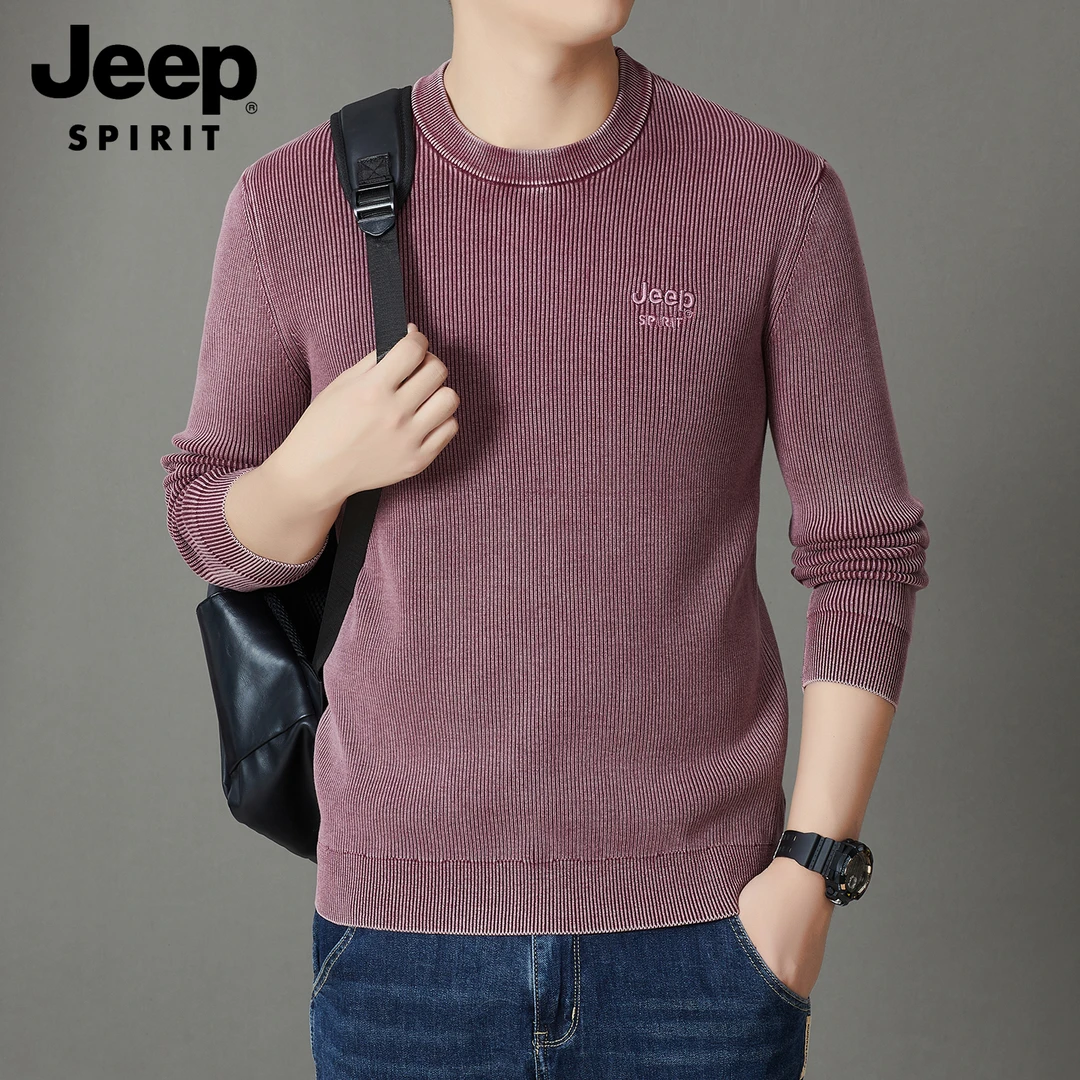 JEEPSPIRIT男士圆领纯色冬季毛衣时尚休闲韩版百搭长袖打底针织衫