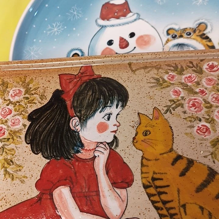 盘小*飛景德镇手绘釉下彩手绘