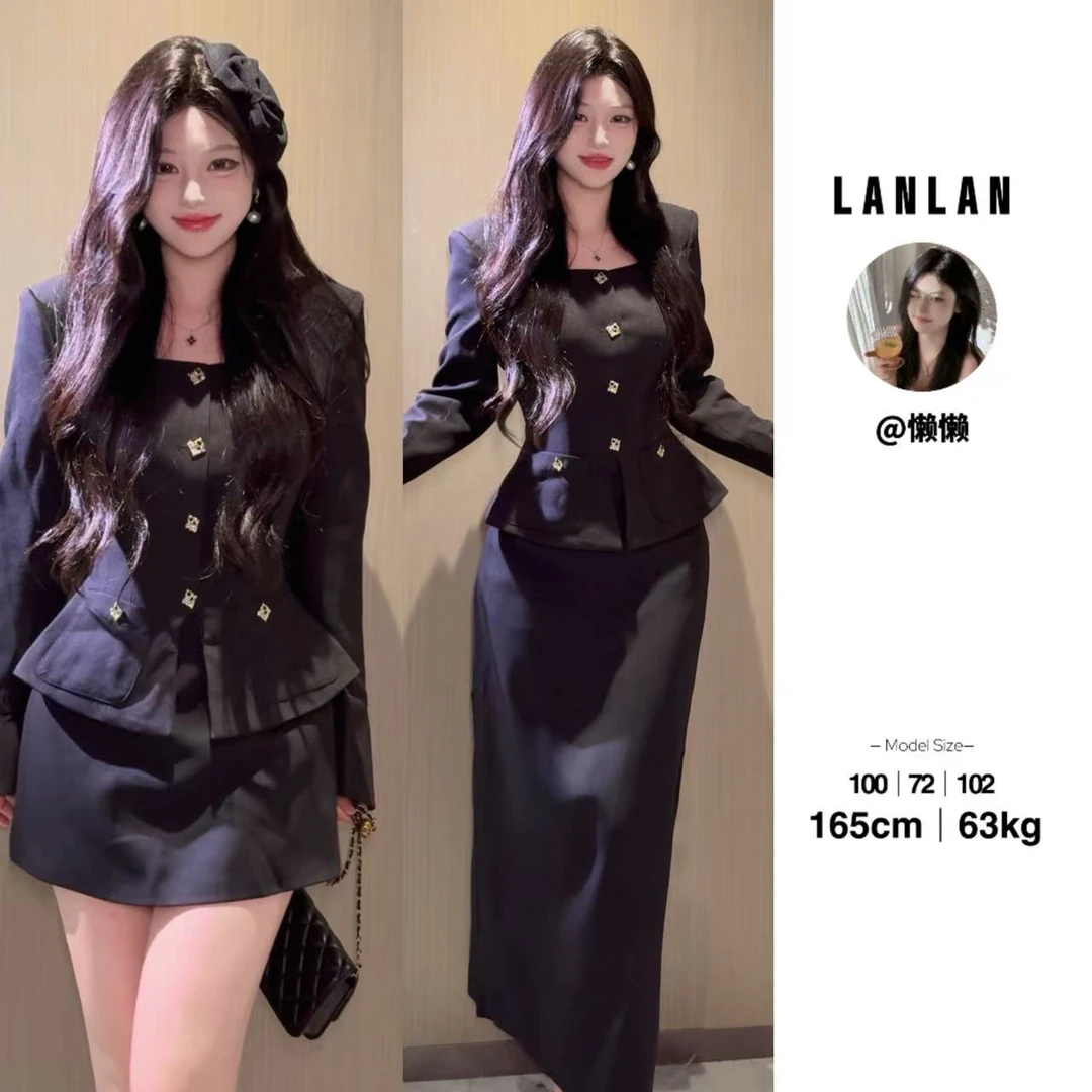 Lanlan-【娇韵风华】法式气质名媛时尚套装高级感显瘦收腰套装性感