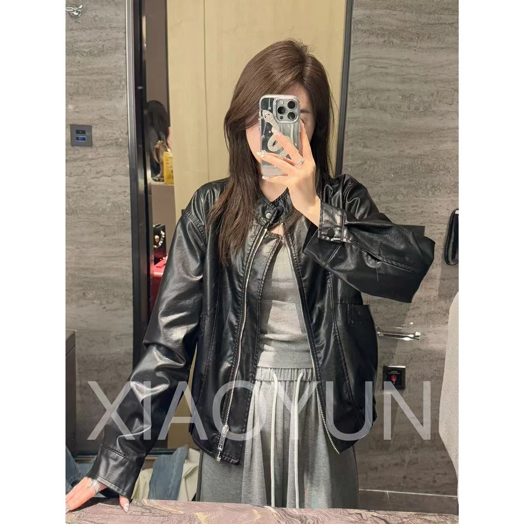 招财进宝 小允姐姐2025时尚新款百搭气质机车风街头女神皮衣