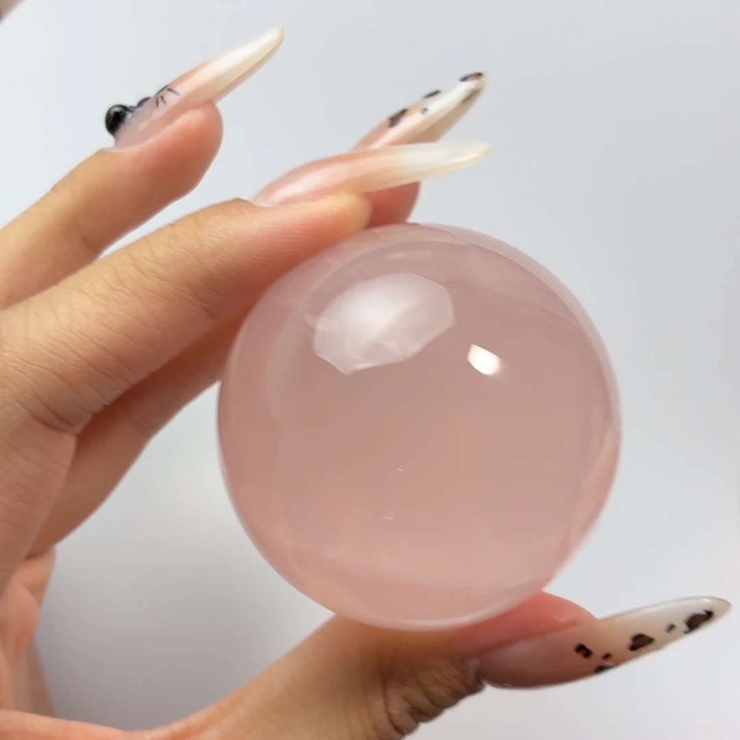 未镶嵌水晶珠宝半成品粉晶48.6mm