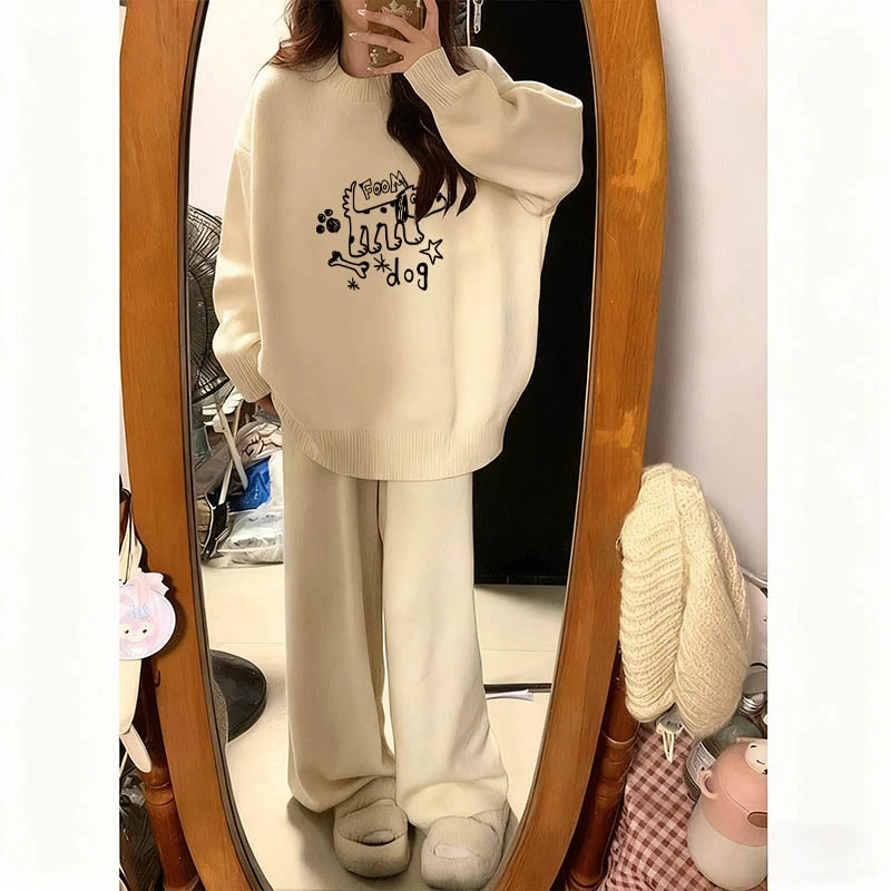 大码300斤印花加厚毛衣女装秋冬季高级感休闲宽松针织衫胖mm上衣