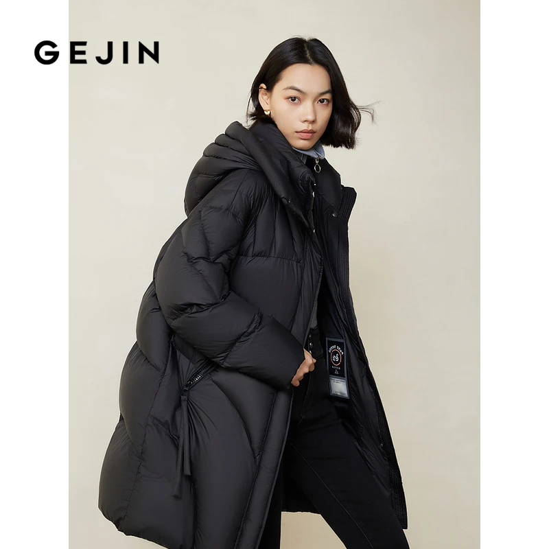 轻柔水光面防风保暖羽绒服外套女中长款  G34102Y1013