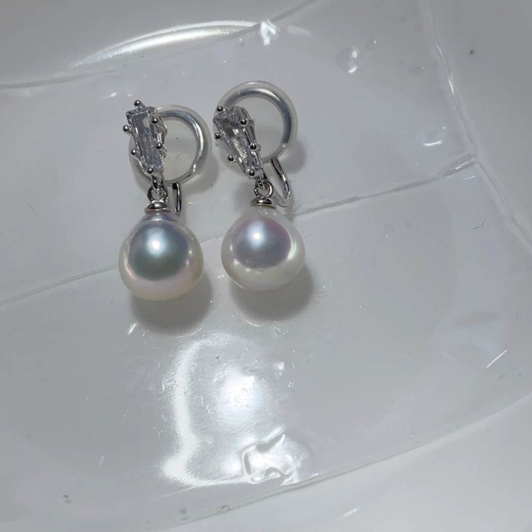 银S925镶嵌耳饰淡水珍珠